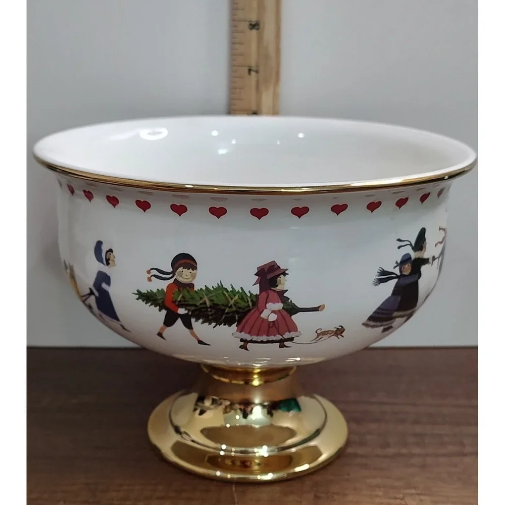 Charles Wysocki Love 2000 porcelain pedestal compote Fruit Bowl Teleflora